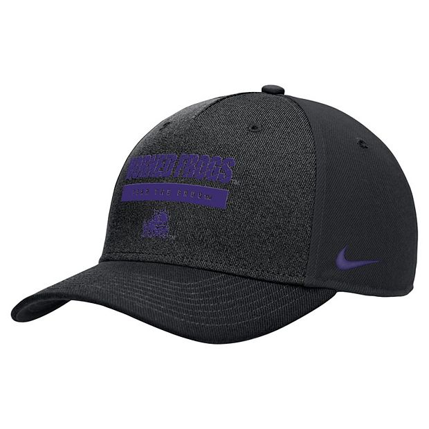 Men s Nike Black TCU Horned Frogs 2024 Sideline Rise Performance Adjustable Hat