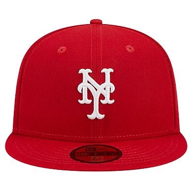 Men's New Era Red New York Mets Logo 59FIFTY Fitted Hat