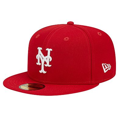 Men's New Era Red New York Mets Logo 59FIFTY Fitted Hat