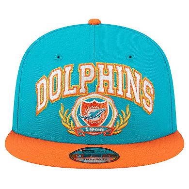 Men's New Era Aqua/Orange Miami Dolphins Team Establish 9FIFTY Snapback Hat