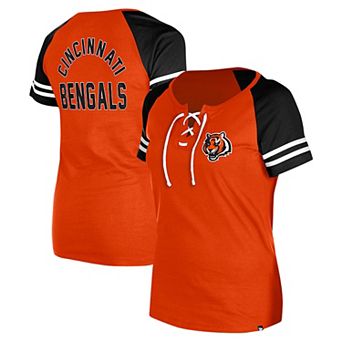Women's New Era Orange Cincinnati Bengals Lace-Up Raglan T-Shirt