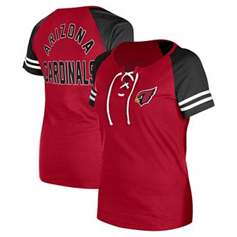 Women's New Era Cardinal Arizona Cardinals Lace-Up Raglan T-Shirt