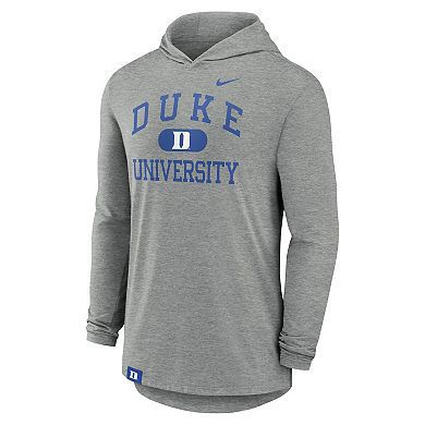 Men's Nike Heather Gray Duke Blue Devils Blitz Hoodie Long Sleeve T-Shirt