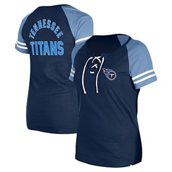 Women's New Era Navy Tennessee Titans Lace-Up Raglan T-Shirt