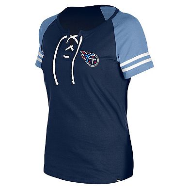 Women's New Era Navy Tennessee Titans Lace-Up Raglan T-Shirt