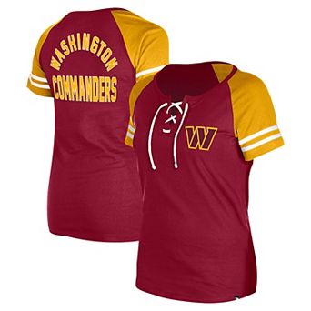 Women's New Era Burgundy Washington Commanders Lace-Up Raglan T-Shirt