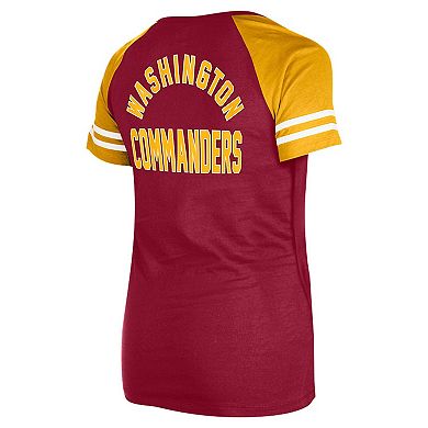 Women's New Era Burgundy Washington Commanders Lace-Up Raglan T-Shirt