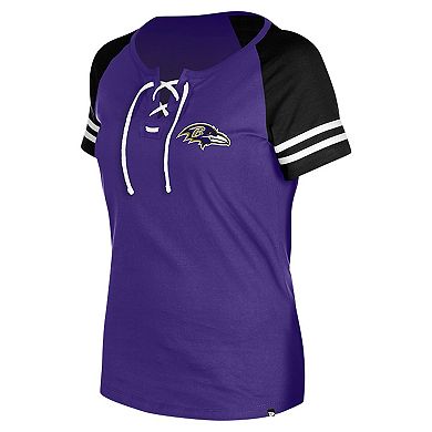 Women's New Era Purple Baltimore Ravens Lace-Up Raglan T-Shirt