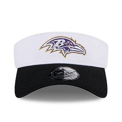 Men's New Era White/Black Baltimore Ravens 2024 NFL Training Camp Adjustable Visor