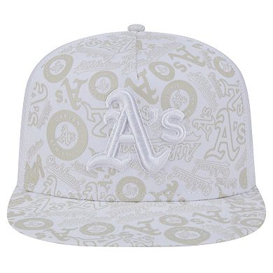 Men's New Era White Oakland Athletics Logo Dunes A-Frame Trucker 9FIFTY Snapback Hat