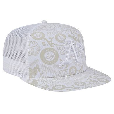 Men's New Era White Oakland Athletics Logo Dunes A-Frame Trucker 9FIFTY Snapback Hat
