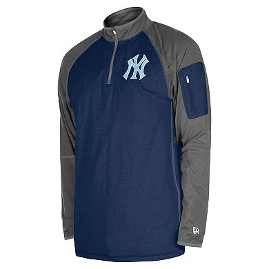 Men's New Era Navy New York Yankees Father's Day Raglan Quarter-Zip Top