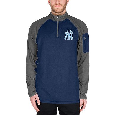 Men's New Era Navy New York Yankees Father's Day Raglan Quarter-Zip Top