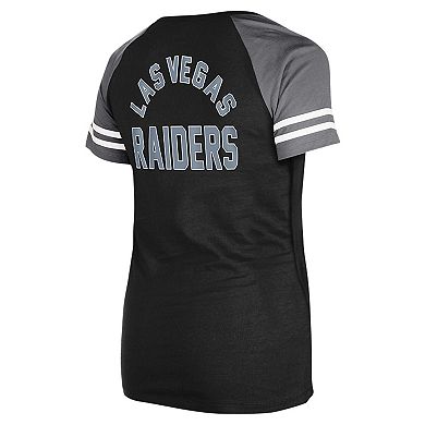 Women's New Era Black Las Vegas Raiders Lace-Up Raglan T-Shirt