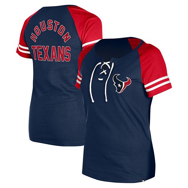 Women s New Era Navy Houston Texans Lace Up Raglan T Shirt