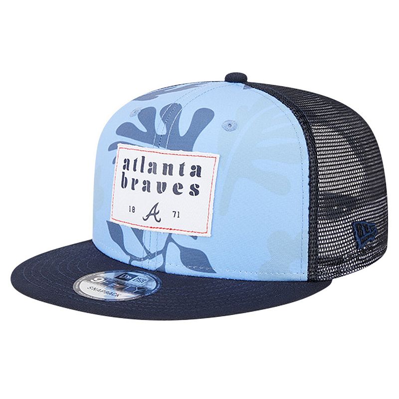 Men's New Era Navy Atlanta Braves Bikini Bottom Trucker 9FIFTY Snapback Hat, Blue