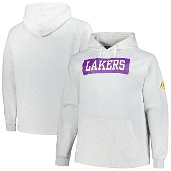 Men's Fanatics Ash Los Angeles Lakers Big & Tall Raglan Tri-Blend Pullover Hoodie