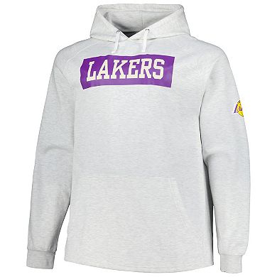 Men's Fanatics Ash Los Angeles Lakers Big & Tall Raglan Tri-Blend Pullover Hoodie