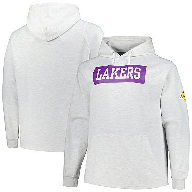 Men's Fanatics Ash Los Angeles Lakers Big & Tall Raglan Tri-Blend Pullover Hoodie
