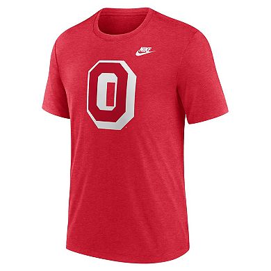 Men's Nike Heather Scarlet Ohio State Buckeyes Blitz Evergreen Legacy Primary Tri-Blend T-Shirt