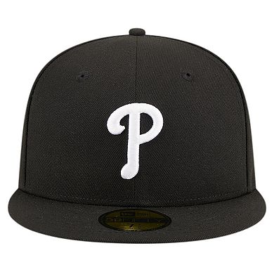 Men's New Era Black Philadelphia Phillies Logo 59FIFTY Fitted Hat