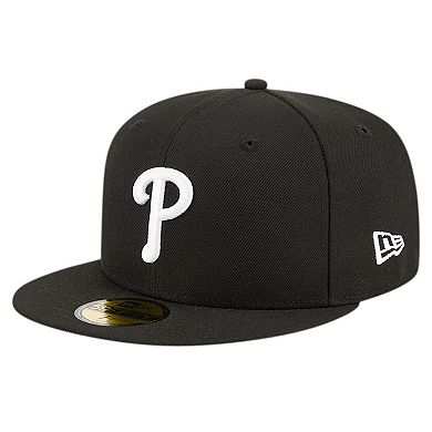 Men's New Era Black Philadelphia Phillies Logo 59FIFTY Fitted Hat