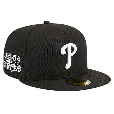 Men's New Era Black Philadelphia Phillies Logo 59FIFTY Fitted Hat