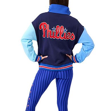 Women's Terez Navy/Blue Philadelphia Phillies Classic Colorblock Quarter-Zip Sweatshirt