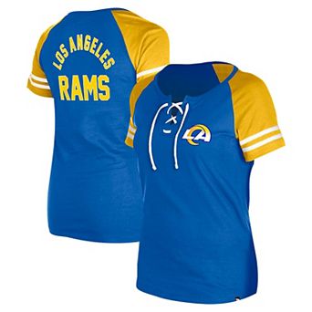 Women's New Era Royal Los Angeles Rams Lace-Up Raglan T-Shirt