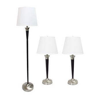Elegant Designs Malbec Black and Brushed Nickel 3 Pack Lamp Set