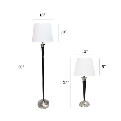 Elegant Designs Malbec Black and Brushed Nickel 3 Pack Lamp Set
