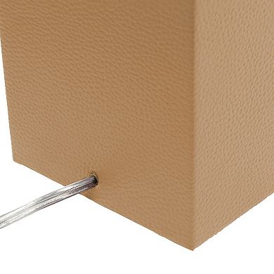 Elegant Designs Modern Leather Table Lamp with Fabric Shade