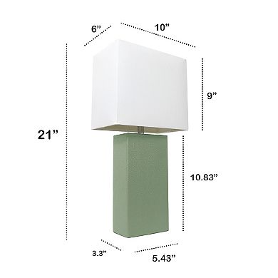 Lalia Home Lexington 21" Leather Base Table Lamp