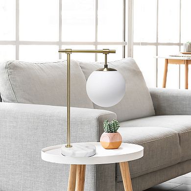 Lalia Home Studio Loft 21" White Globe Shade Table Lamp With Marble Base
