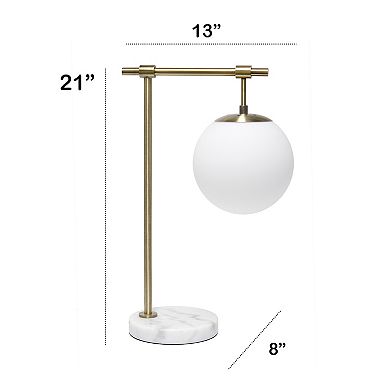 Lalia Home Studio Loft 21" White Globe Shade Table Lamp With Marble Base