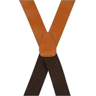Men's Big & Tall Coated Leather Wide Width Suspenders With Metal Swivel Hook Ends