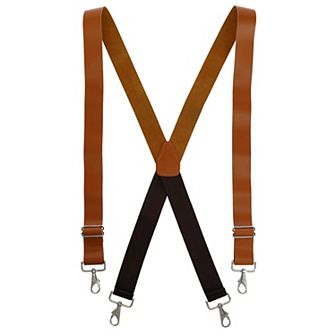 Men's Big & Tall Coated Leather Wide Width Suspenders With Metal Swivel Hook Ends