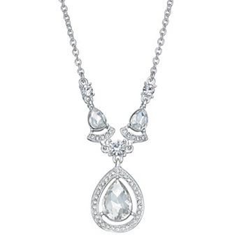 You're Invited Silver Tone Crystal Pendant Necklace