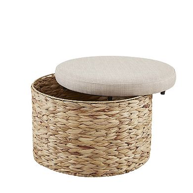 Madison Park Laura Water Hyacinth Storage Ottoman