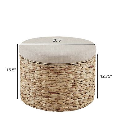 Madison Park Laura Water Hyacinth Storage Ottoman