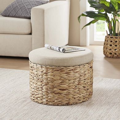 Madison Park Laura Water Hyacinth Storage Ottoman