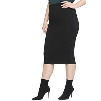 ELOQUII Women's Plus Size Knit Column Skirt