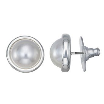 You're Invited Silver Tone Simulated Pearl Stud Earrings