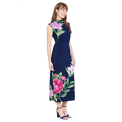 Women's London Times Mockneck Ruched Maxi Dress