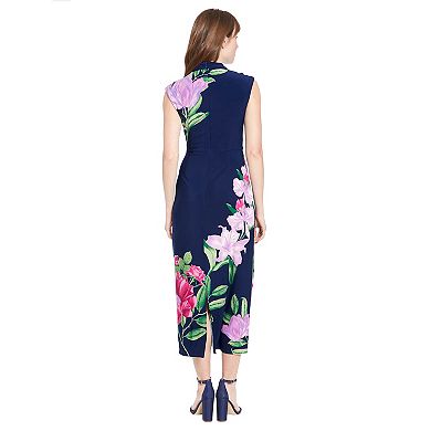 Women's London Times Mockneck Ruched Maxi Dress