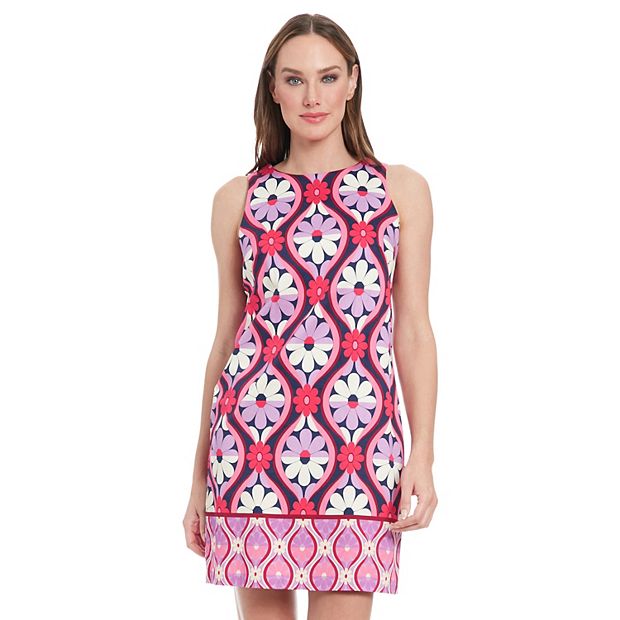 knee length dresses for ladies 3d Floral Appliqué Sleeveless Shift Mini Dress- Pink – K. Ellis Boutique