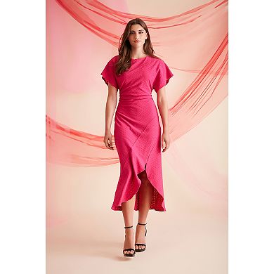 Women's London Times Asymmetrical Hem Eyelet Dress