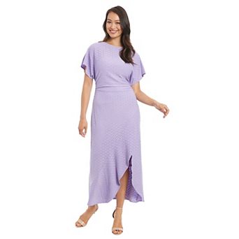 Women's London Times Asymmetrical Hem Eyelet Dress