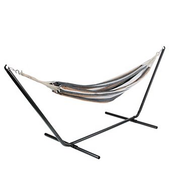 73" Black and Brown Striped Double Brazilian Hammock