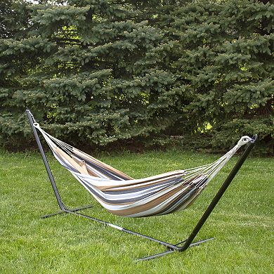 73" Black and Brown Striped Double Brazilian Hammock